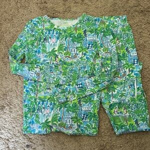 Lilly Pulitzer Kids Pajama Set with Green and Blue Tropical Print